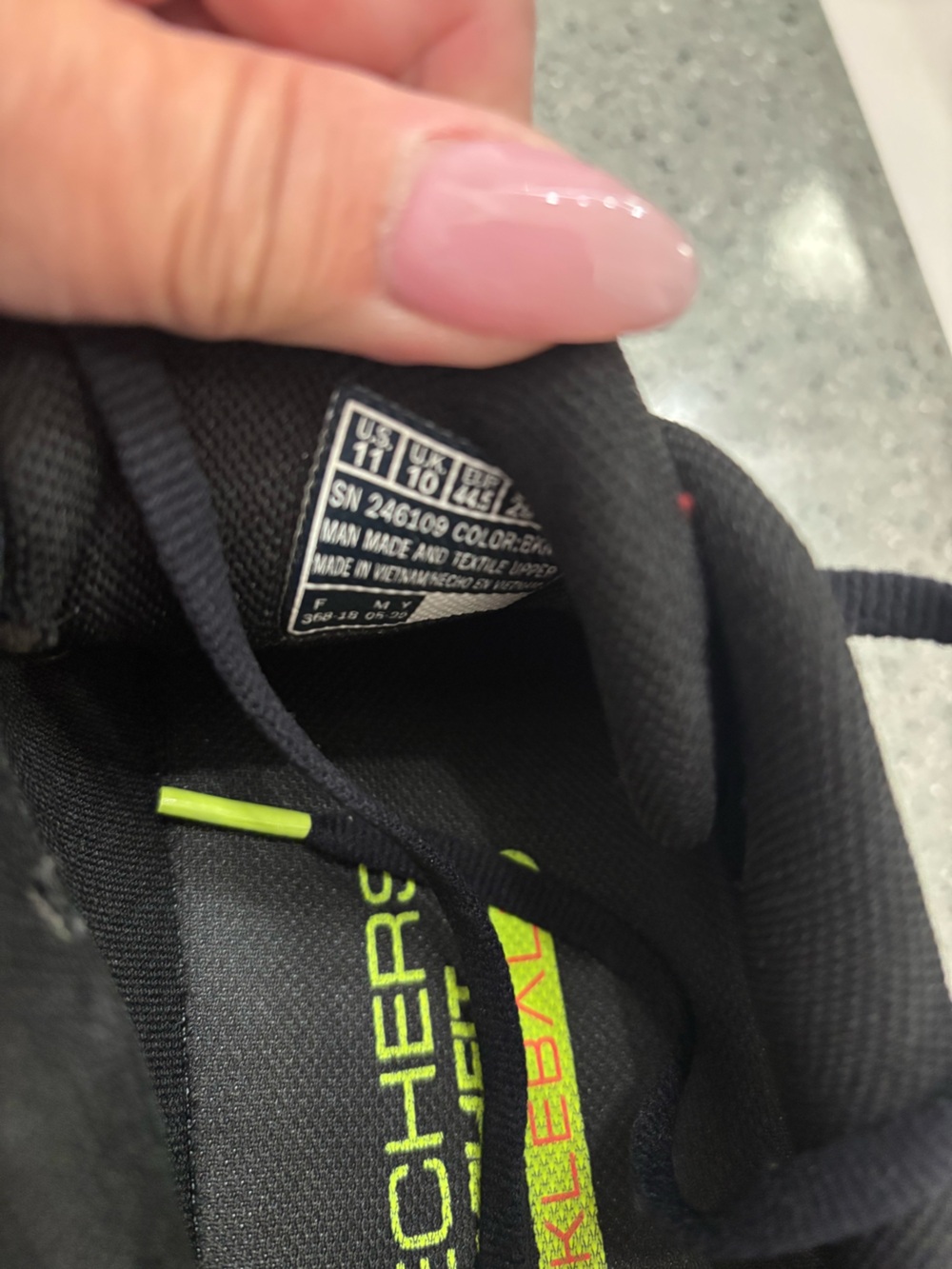 Skechers Men’s Black Athletic Sneakers with Red and Neon Yellow Accents - Picture 4 of 4